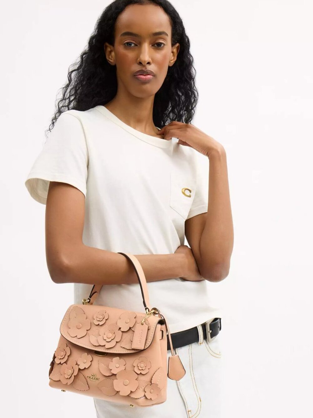 COACH CDY44 Emory Top Handle Bag with Floral Appliqué in Light Pink NWT - Picture 2 of 16